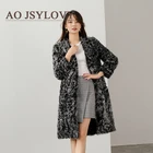 Elegant natural fur winter long style women lamb wool coat