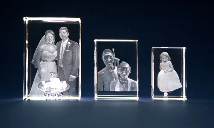 shining photo printing 3d laser crystal engraving wedding favor