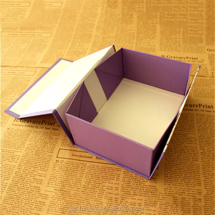 purple matte foldable box magnetic closure folding flat gift