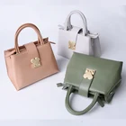 New arrival wholesale PU leather handbag with matte gold love metal lock cross-body bags for ladies