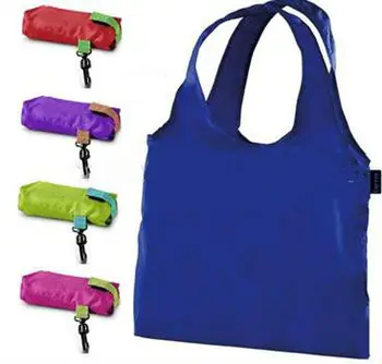 customized nylon foldable reusable shopping bag put into a small pouch bag, View nylon foldable ...