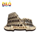 Italy cities souvenir 3d OEM cheap Roma wooden fridge magnet