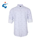 New fashionable spring extra long sleeve printed shirts for men white 100% cotton