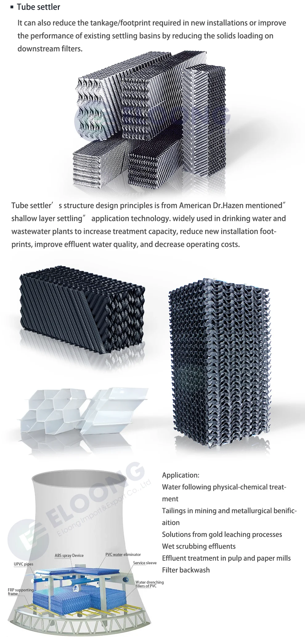 Common Size 1000x500MM PP Plastic Filter Media Lamella Blocks For Cooling Tower 