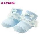lace bow baby princess mesh socks Baby Girls Lace Ruffle Frilly Ankle Socks Sweet Princess Cotton Short Socks