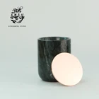 2019 top selling popular stone candle jar with metal lid / natural Marble Storage tank and candle stand