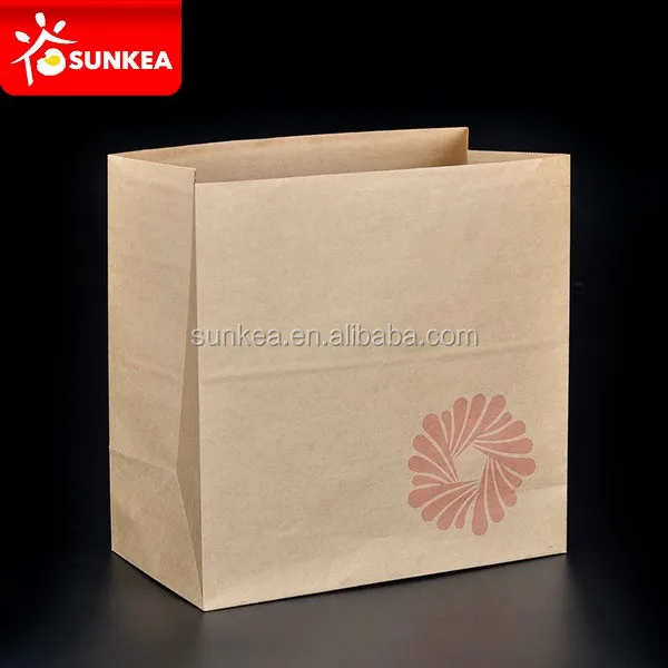 Custom Printed Food Paper Bags Kraft Paper Disposable Food & Beverage Packaging Flexo Printing Hand Length Handle Accept