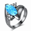 New Arriving Round Cut Black Gold Diamond Ring Horse Eye Shape Opal Delicate High Grade Brand Custom Engagement Rings