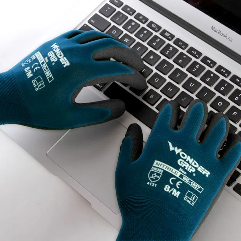 Wonder Grip Flex Plus WG-1857 Nitrile Sandy Nylon And Spandex Working Gloves