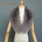 Jtfur wholesale pure colorful ladies 100% fox fur collar winter warm fluffy animal fur collars