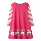 soft cotton children clothes fashion stripe printing baby girls casual long sleeve dresses