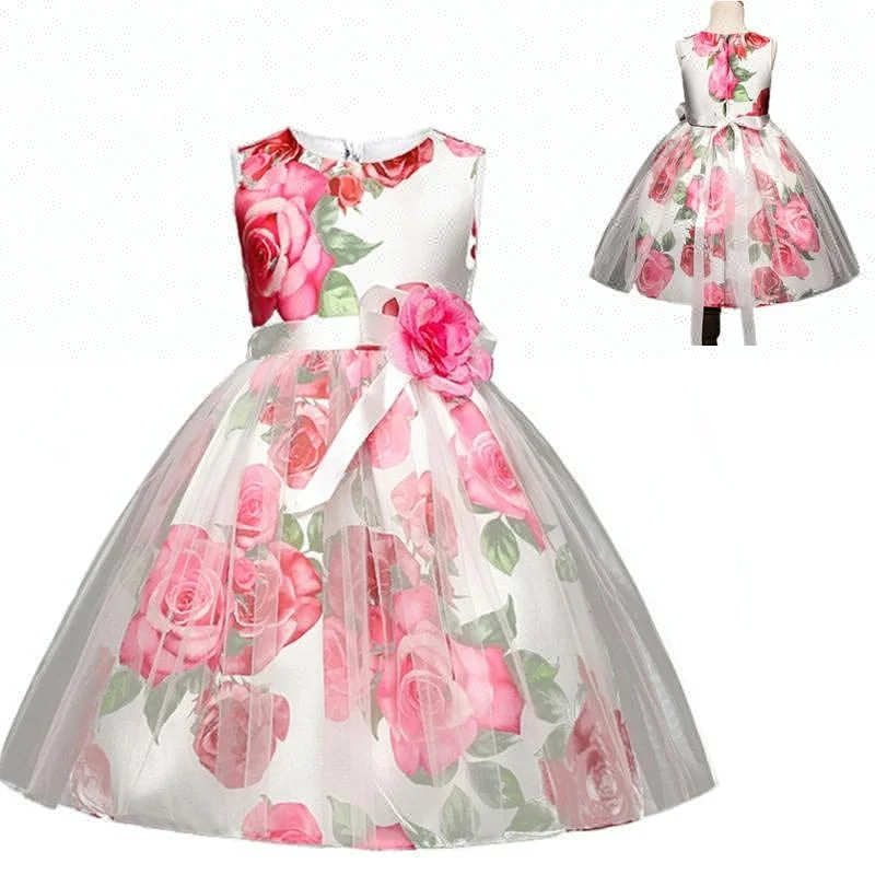 Bebé Cumpleaños Vestidos Para 2018 Noche Flor Rosa Niños De shdQrxtCB