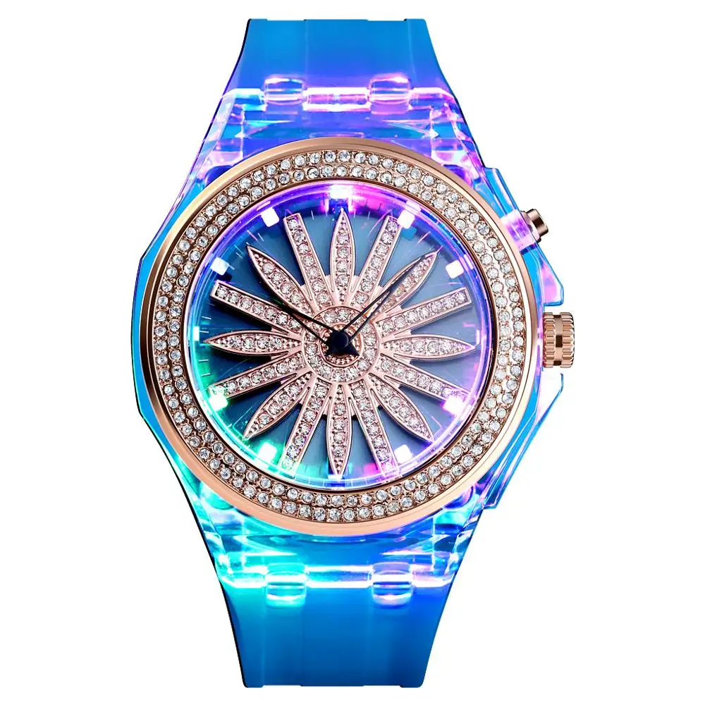 led flash luminous watch personality trends students lovers jellies woman men's watches 7 color light wristwatch