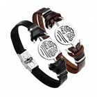Womens Fashion Jewelry Accessories Inspiration Stainless Steel Tree Of Life Leather Braided Bracelet