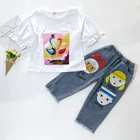 2019 new fashion children summer clothing kids cartoon short sleeve t shirt + print pants girls clothes set