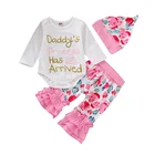 Monogrammed Hot Sale Floral Baby Clothes Sets Valentine's Day Toddler Girl Outfit