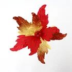 3 Mixed colors silk poinsettia flowers with red berries stamen Christmas decor wholesale#89069