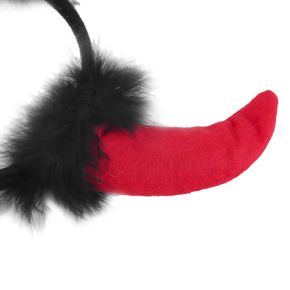 Cute Red Horn Sets Bow Tie 3Pcs Tail Party Ox horn Fancy Dress Costume For Christmas Halloween/Carnivals Large/Small Size