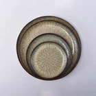 Wholesale antique dinnerware rustic plate small round restaurant used ceramic dishes