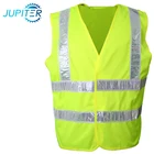 Polyester mesh breathable highly reflective green safety vest jacket with pockets