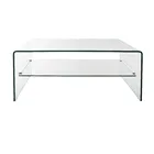 Modern Design Acrylic Coffee Table, Glass Furniture Table, Glass Study Table with Shelf