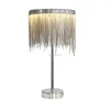 2018 modern Luxury decorative chrome color design Aluminum chain led table lamp