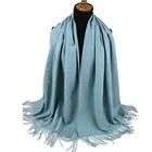 Hot Sale Cheap Women Oversized Scarf Winter Warm 100% Lambswool Light Green Plain Scarf