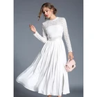 women elegant ceremony white lace pleated dress