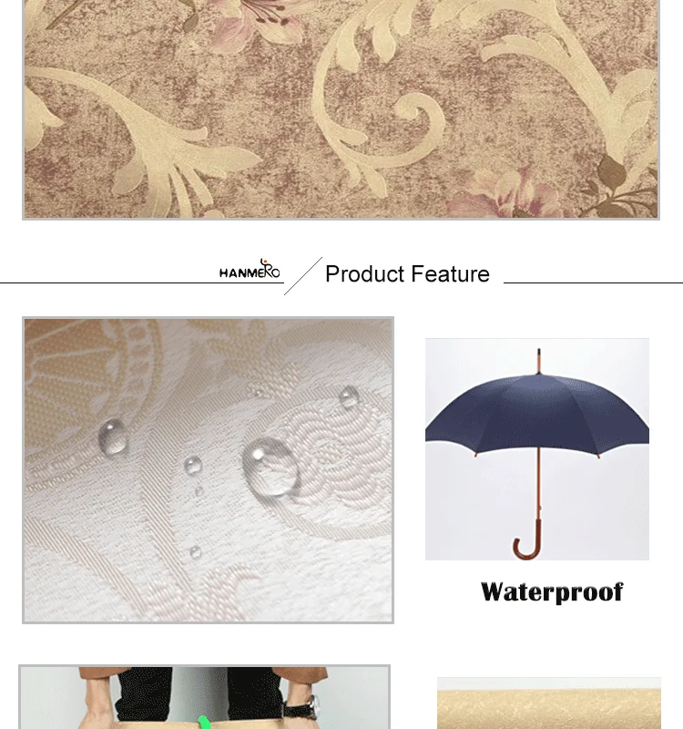 Living room cheap popular wallpaper metallic blue and gold