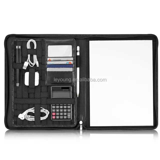 Resume Folder Leather Padfolio Document Organizer Business PU Leather Portfolio