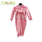 High Quality Long Sleeve 100% Polyester Pink Baby Clothes Romper Set