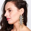 KM European Antique Vintage Flapper Style Rhinestone CZ Crystal Statement Earring Wedding Big Indian Chandelier Tassel Earrings