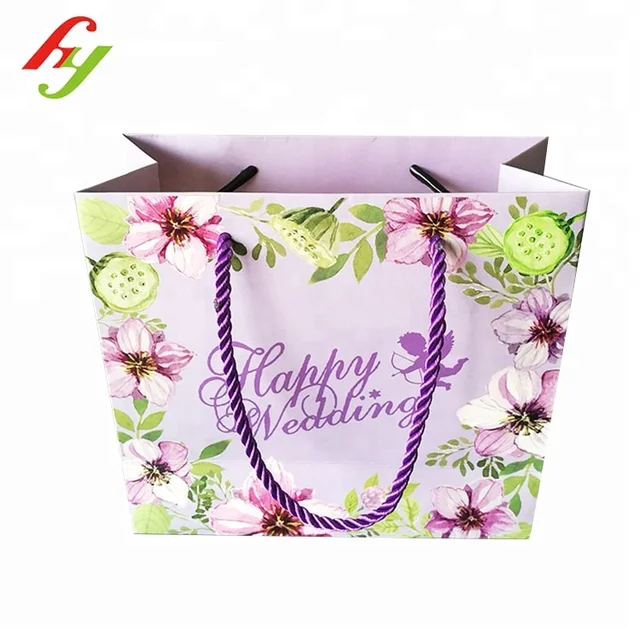 shopping birthday gift ivory board bags wedding handle paper bag