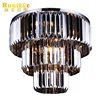 Modern Chinese Smoky Grey Crystal Ceiling Chandelier