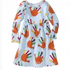 2017 orange and white turkey print baby girls cotton dress