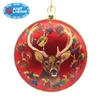 Animal series reindeer hand painted glittering Christmas round flat glass ball