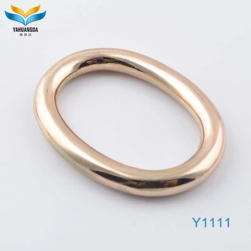 factory wholesale decorative shiny gold color custom made metal handbag oval o ring