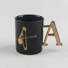 custom molded ceramic character letter mug brand name pottery coffee cups
