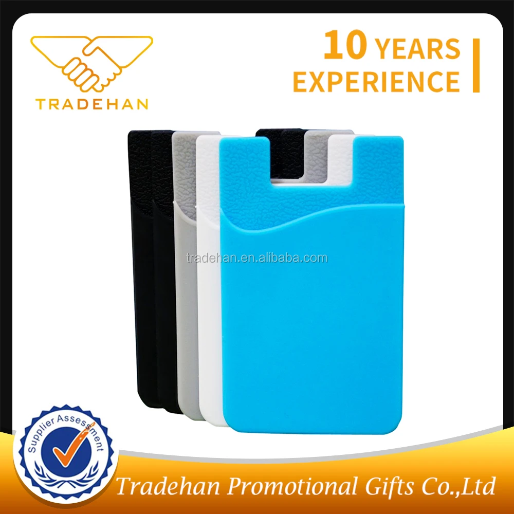 backside mobile phone silicone credit card holder and pocket for