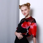 Ladies fashion causal summer floral print chiffon shirt