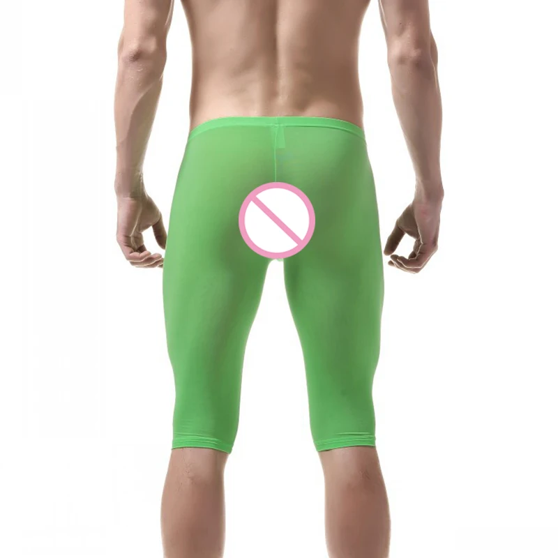 Sexy Super Thin Men Shorts Tight Running Bottoms Ice Silk Fitness