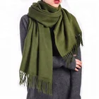 Hot selling classical pure color plain lambs WOOL scarf for ladies