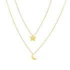 Cute Best Friend 2Layers Crescent Moon And Star Pendant Necklace