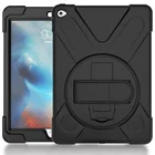 Rugged shockproof silicone stand holder hand strap POS protective cover case for Apple iPad 6 Air 2 with shoulder strap