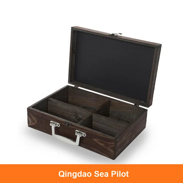 custom made rustic vintage 4 compartments wooden boxes for gift