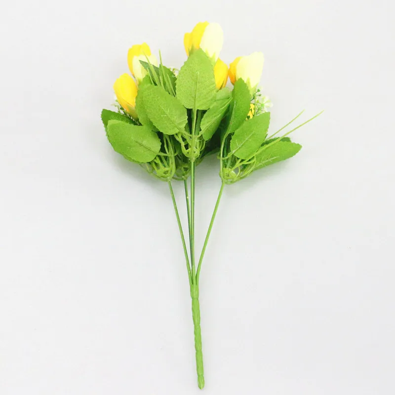 Flone 15 Heads Mini Artificial Tulips Bouquet Silk flower DIY Wedding Home Decorative Wreath Fake Decorative Florals (18)