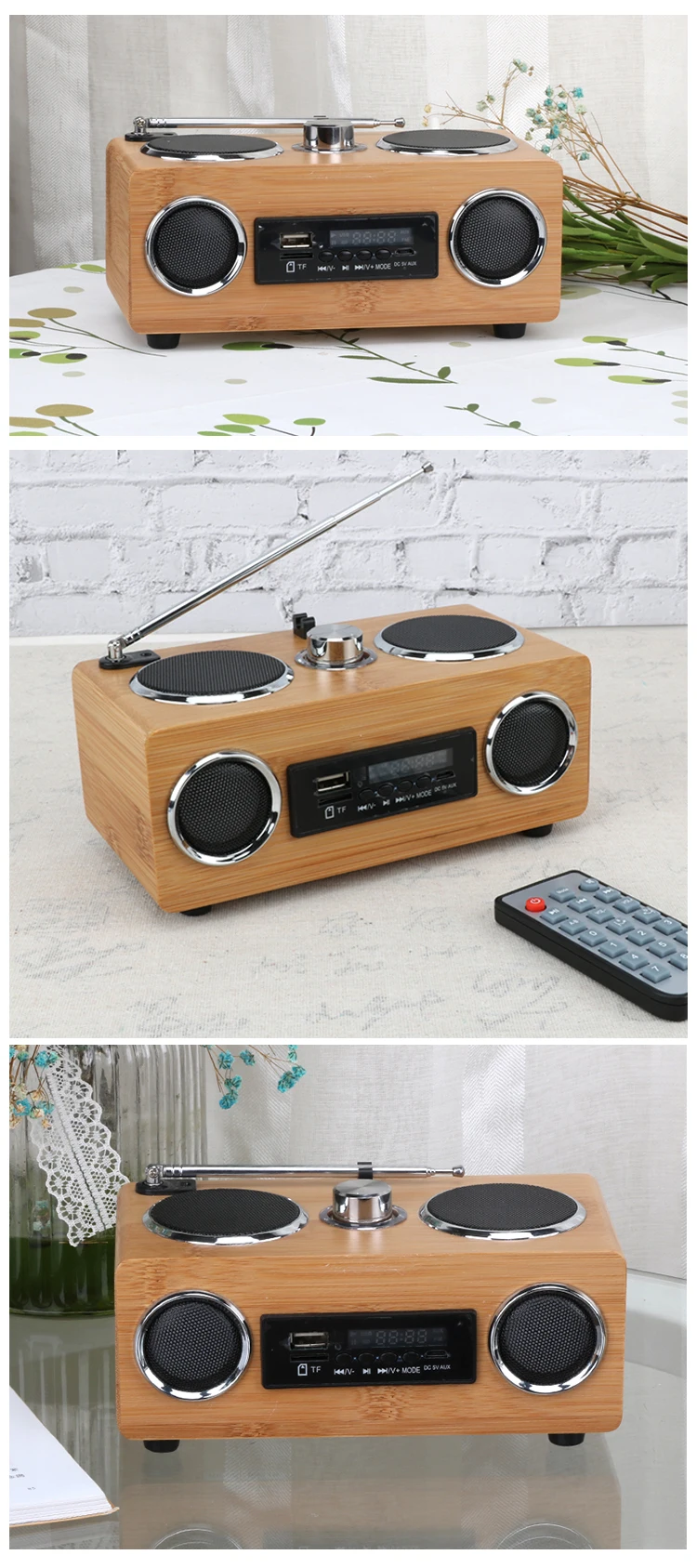 Factory custom easy and simple use bamboo wireless FM bluetooth speaker - ANKUX.COM