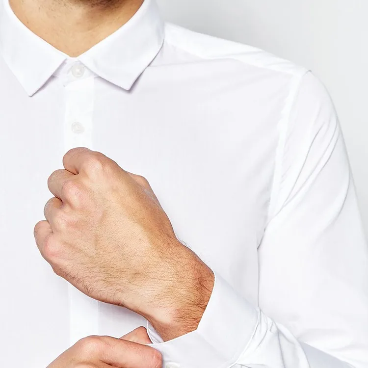 スリム フィット白シャツ付き ロング スリーブ フォーマル ビジネス白シャツ で ポプリン仕入れ・メーカー・工場