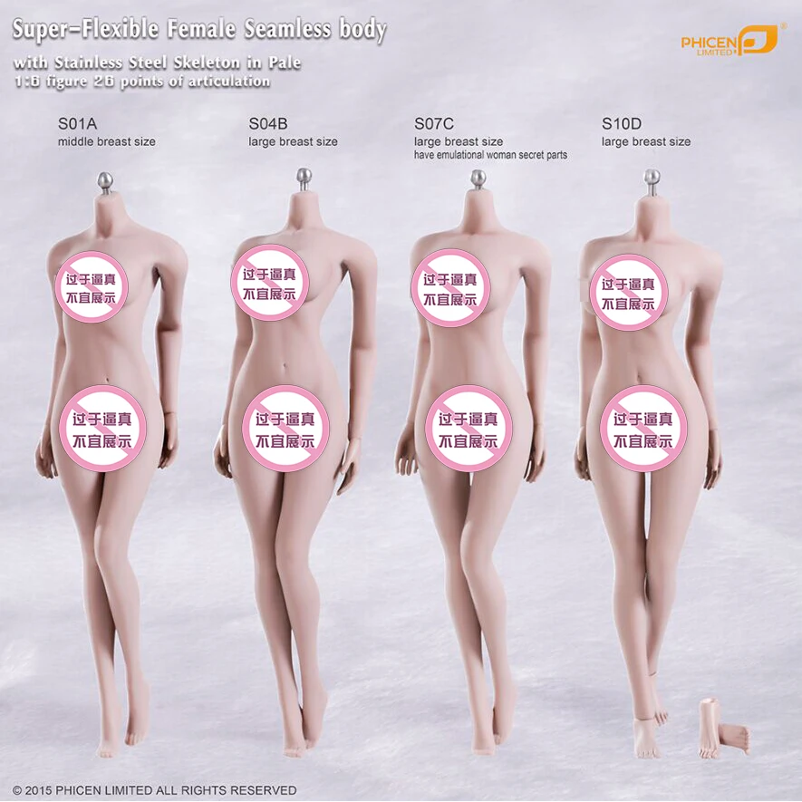 1 6 TBLeague Phicen S10D Seamless Female Body Figure Large Breast Pale Model for sale online 