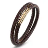 Custom logo leather hand jewelry 6mm braided black brown cow leather Bracelet